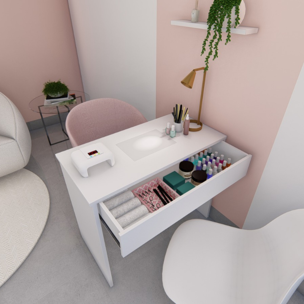 Mesa Manicure Com Gaveta Para Alongamento De Unha Expositor Esmalte