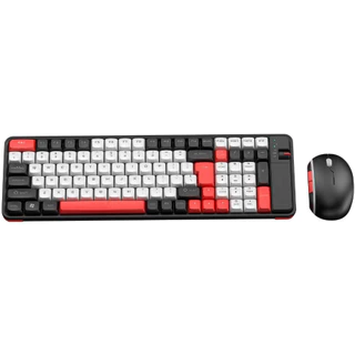 Kit Teclado Mouse Gamer Knup Colorido BT Wireless 2.4 Knup TE-129 Vermelho
