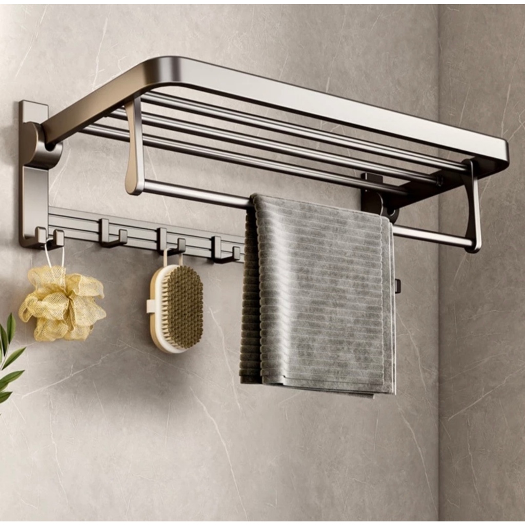 Porta Toalha Suporte Toalheiro Banheiro Duplo Aço Inox Premium Retrátil 90°