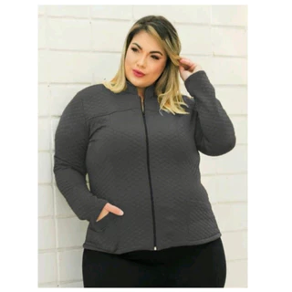 Jaqueta Bomber Feminina Plus Size Tecido Matelasse Com Bolso