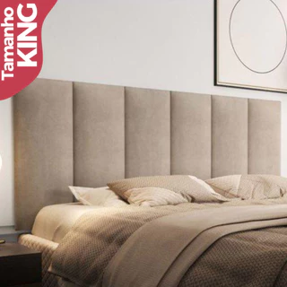 Cabeceira King Kit 10 Módulos 60x20cm Estofada, Confortável, Adesiva para Cama Box Canto Alemão