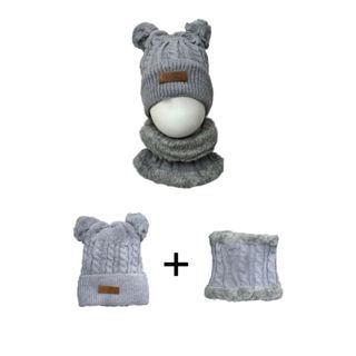 Chapéu Gorro Quente + Cachecol Anel Para Menina ou Menino FOFINHO