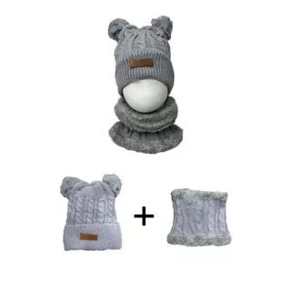 Chapéu Gorro Quente + Cachecol Anel Para Menina ou Menino FOFINHO