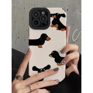 Capa Case Capinha Silicone Branca Cachorrinho Fofo iPhone Detalhes Com Proteção para Câmera Iphone 11 12 13 14 15 13 Pro Max 14 Pro Max Presente Dia Dos Namorados