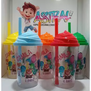 KIT COPO TWISTER PERSONALIZADO 300ML DIVERTIDAMENTE (TAMPA CHANTILLY)