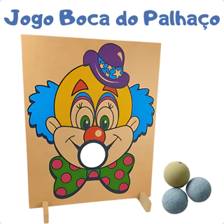Jogo Boca do Palhaço Bocão Brinquedo Educativo Acerte o Alvo Festa Junina Quermesse Decoração