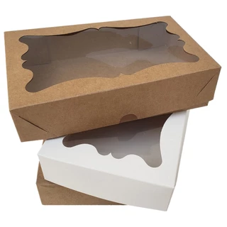 Caixa de Presente Branca/Kraft Clássica 20x12,5x4cm Com Visor. Tampa e Base lembrancinha