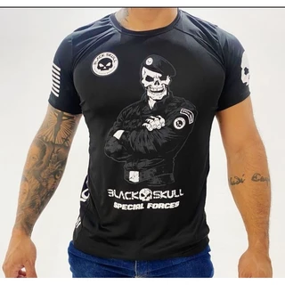 Camisa dry fit black skull capitão do bope
