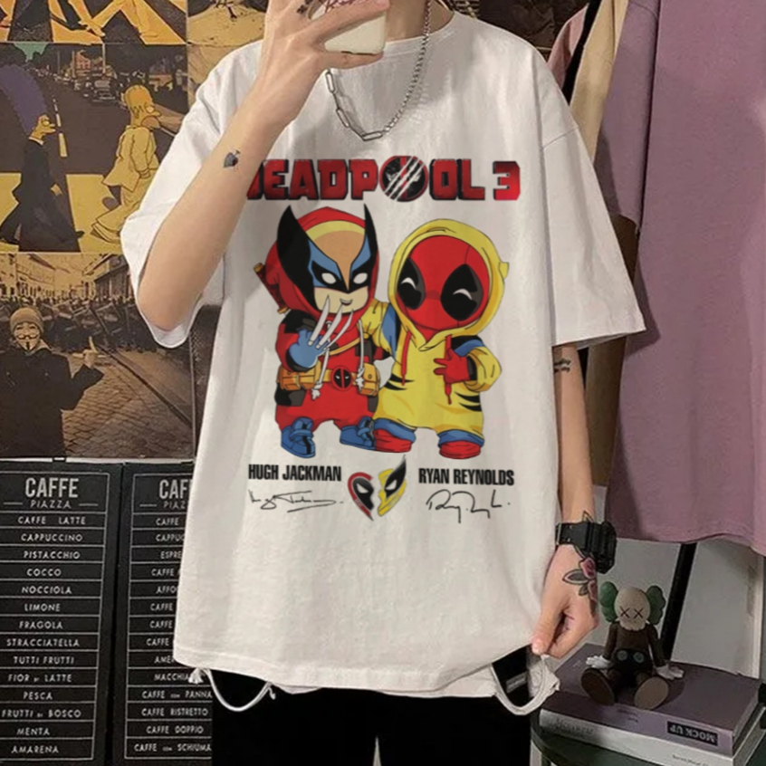 Camiseta Branca Deadpool Wolverine Deadpool 3