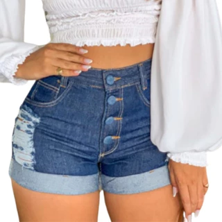 Short Feminino Jeans bermuda Jeans Rasgado Feminino