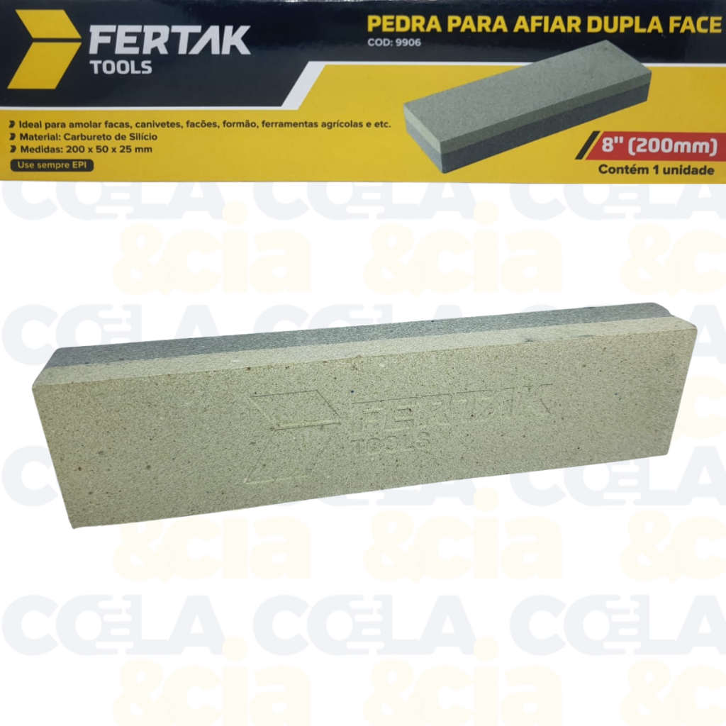Pedra De Amolar/Afiar Faca, Dupla Face Retângular, 8'' Polegadas - Fertak