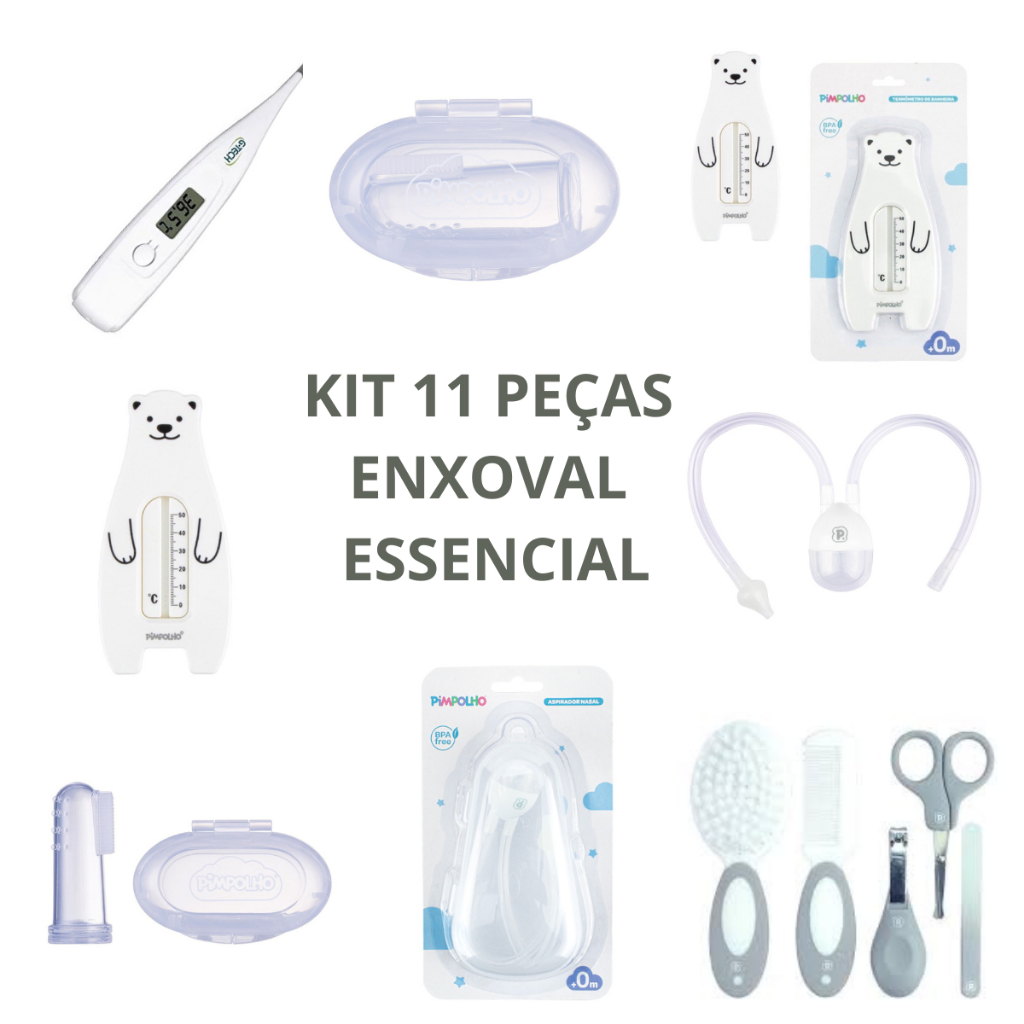 Kit Higiene bebê 11 peças completo Neutro Pimpolho Chá Revelação