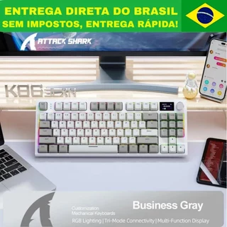 Teclado mecânico attack sharck K86 sem fio, Bluetooth, 2.4g, tela de exibição e botão volume