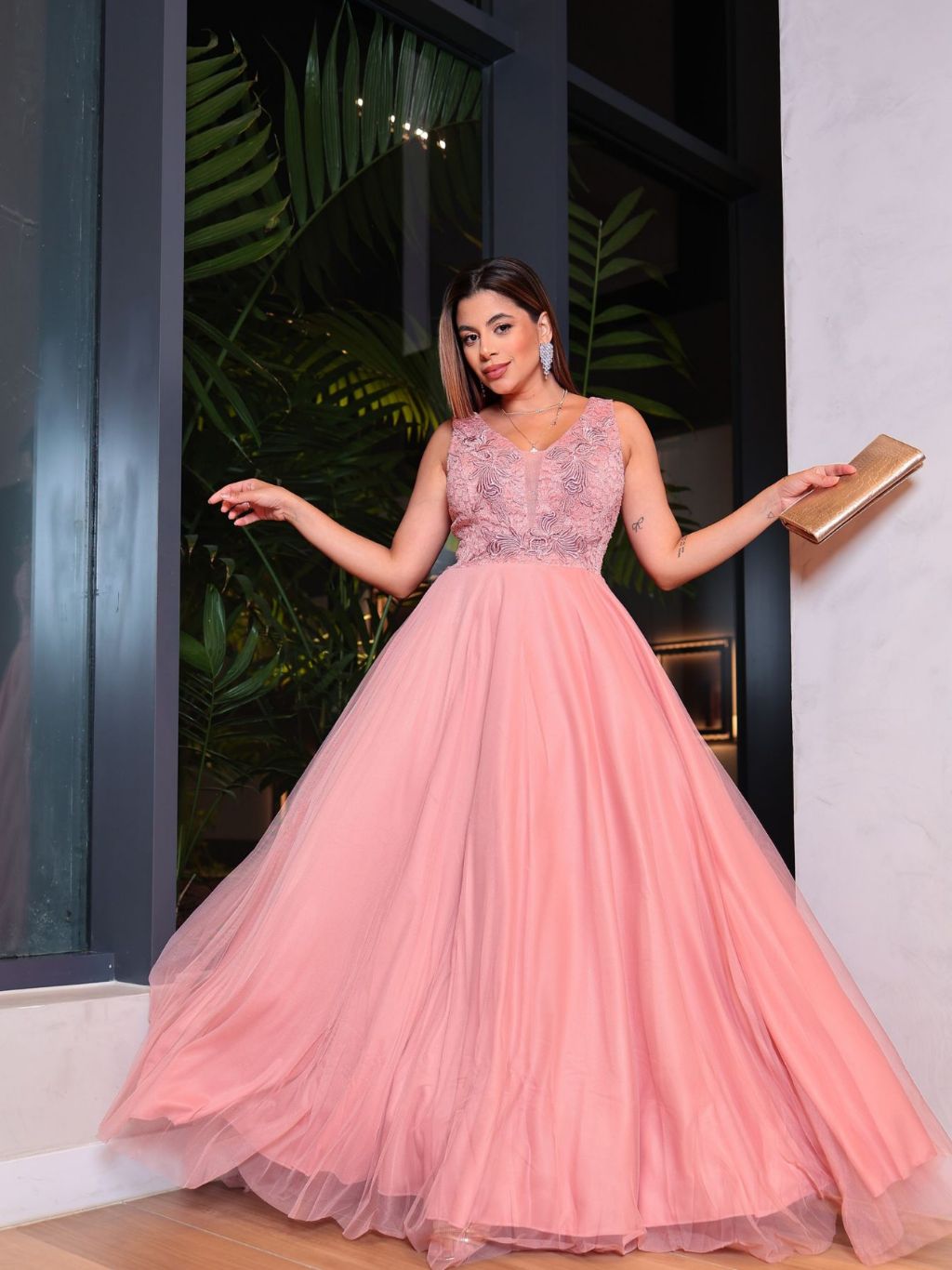 Vestido de Festa longo Regata Guipir Plus Size Renda Madrinha