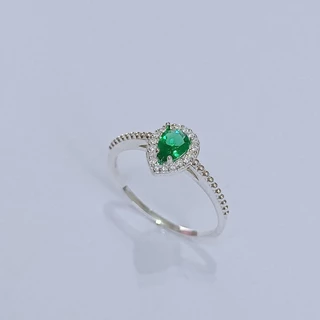 ANEL GOTA PEDRA VERDE ESMERALDA - PRATA 925