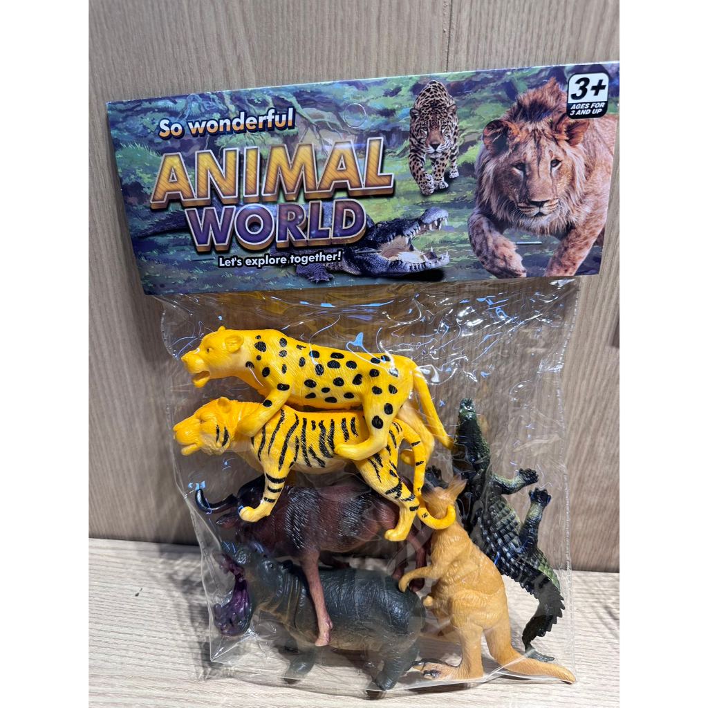 Kit 6 Animais Brinquedo 6 unidades em Borracha animais world
