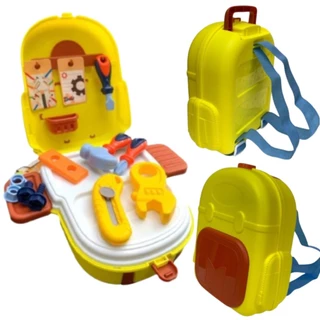 KIT 2 MALETAS DE FERRRAMENTAS VIRA MOCHILA NA MALINHA Infantil MALA MESA OFICINA COMPLETA 21PÇS