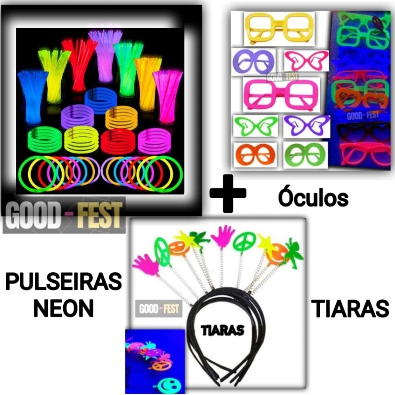 Kit 120un,140un,160un Óculos + Tiaras + Pulseira , Aniversário, festa, casamento, balada, festival, lembrancinha