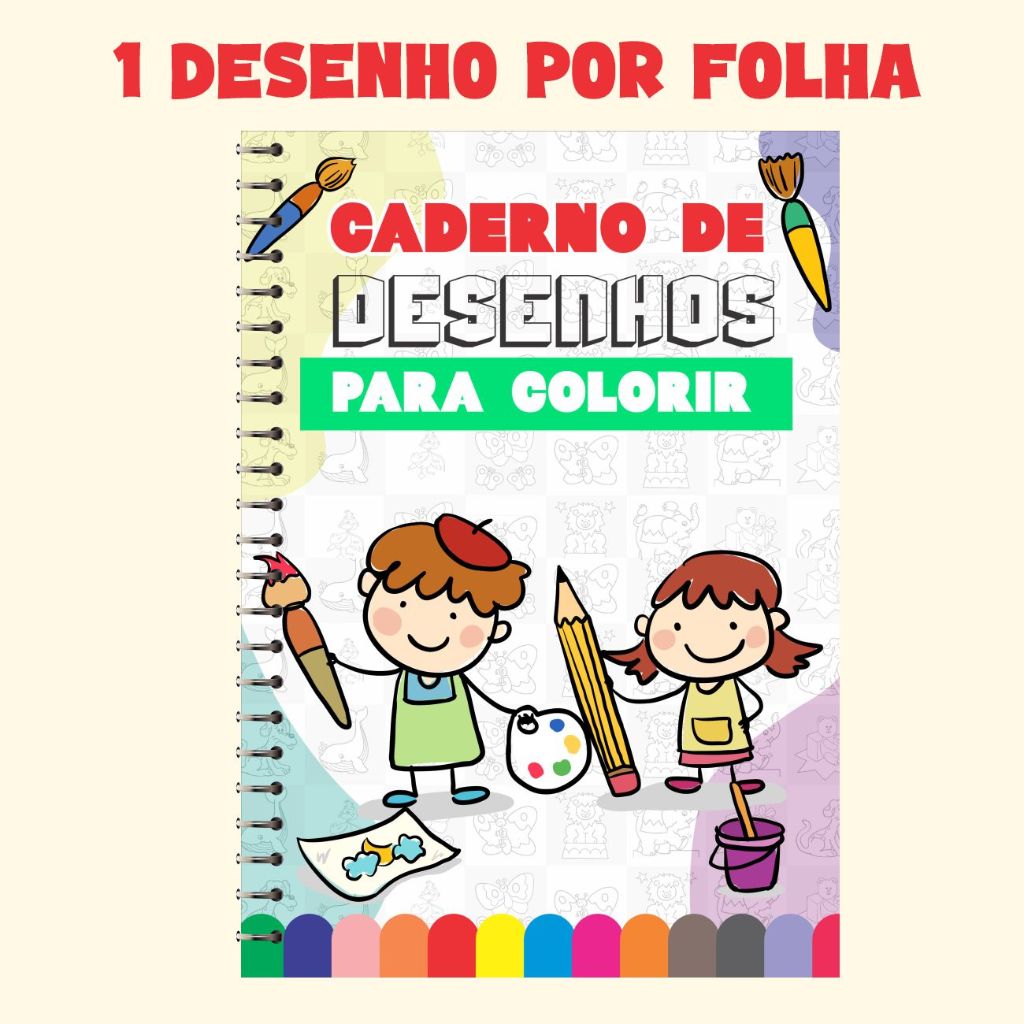 Caderno De Colorir Infantil com desenhos para pintar | Shopee Brasil
