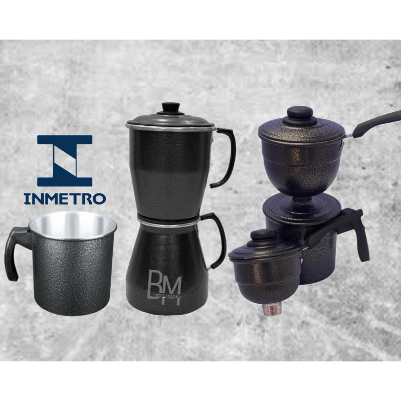 Kit Completo Aluminio Craquelado Cafeteira com Coador 1L Leiteira 12cm ...