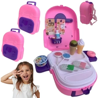 KIT 2 Sorveteria NA MALINHA Infantil Maleta Vira Mochila Comidinha COZINHA CULINÁRIA Sorvete ICE