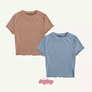 KIT 2 Cropped Feminino Canelado Alcinha Frufru Moda Verão Diversas Cores