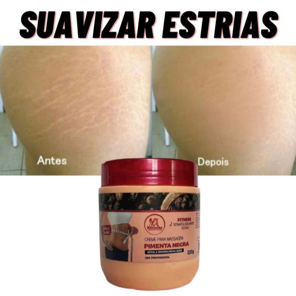 Creme para Reduzir Celulite Estrias Gordura Pimenta Negra redutor de ...