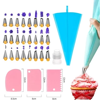Kit Confeiteiro Saco de Creme Reutilizável +Kit 3 Espátulas Decorativas + Kit 24 Bico Confeiteiro Para Decoração Com Creme Confeitaria