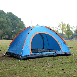 Barraca Iglu 3-4 Pessoas Acampamento Camping Lazer Impermeável Cor Azul/amarelo