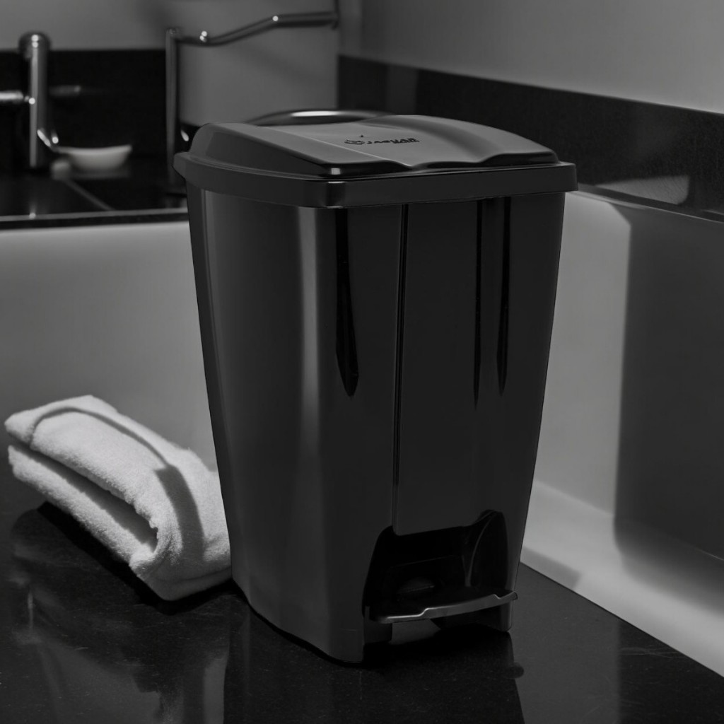 Lixeira com Pedal Para Banheiro 7 Litros Cesto de Lixo Preto Resistente