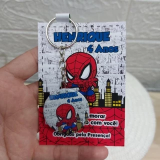 Kit Lembrancinha para festa - Chaveiros personalizados com card tema Homem Aranha