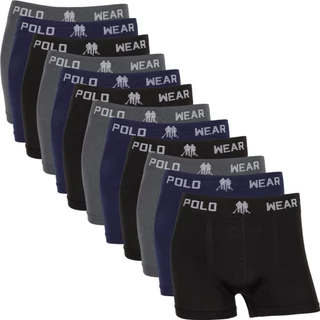 Kit 6 e 12 Cuecas Boxer Polo Wear Masculina Microfibra Sem Costura Cueca Box Adulto Confortável