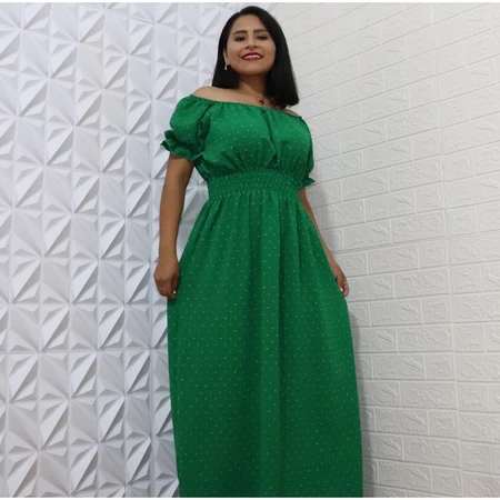 Vestido longo liso em duna pipoca