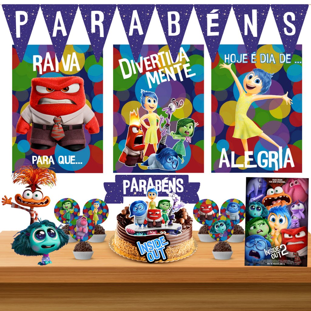 Kit Decoração Festa Divertidamente Completa Monta Fácil 35 Itens