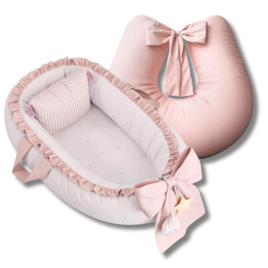 Ninho Redutor de Berço C/ Almofadinha Decorativa + Almofada Amamentação 100% Algodão 180 Fios Vários Modelos