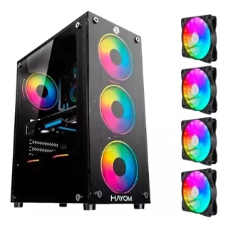 Gabinete Gamer Com 4 fans RGB LED Lateral E Frontal Em Vidro Temperado.