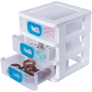 Mini Gaveteiro Organizador Pequeno Prático Com 3 Gavetas Branco