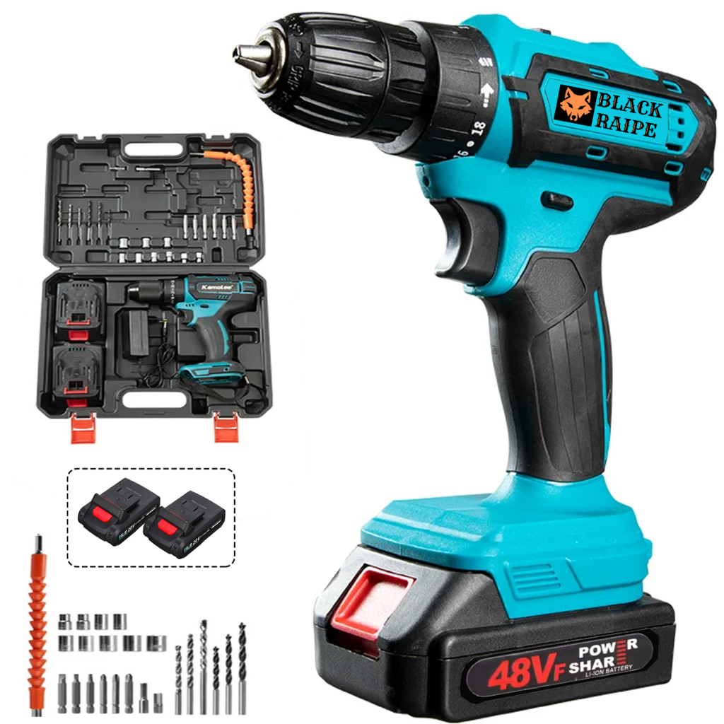 Furadeira Parafusadeira 12v/21v/48v 2 Baterias Bivolt Profissional Com Maleta