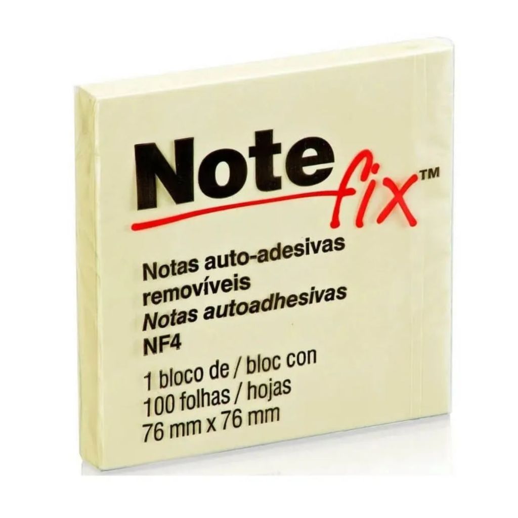Bloco Adesivo 3M Note Fix Amarelo Nf4 76 x 76 mm com 100 Folhas ...