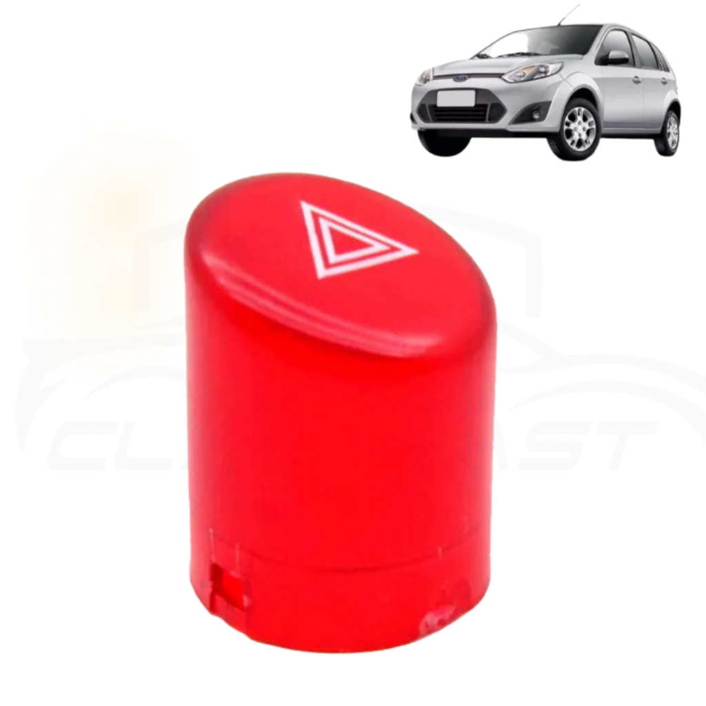 Lente Botão Pisca Alerta Fiesta Hatch e Sedan Ford Ká EcoSport Curta Vermelha