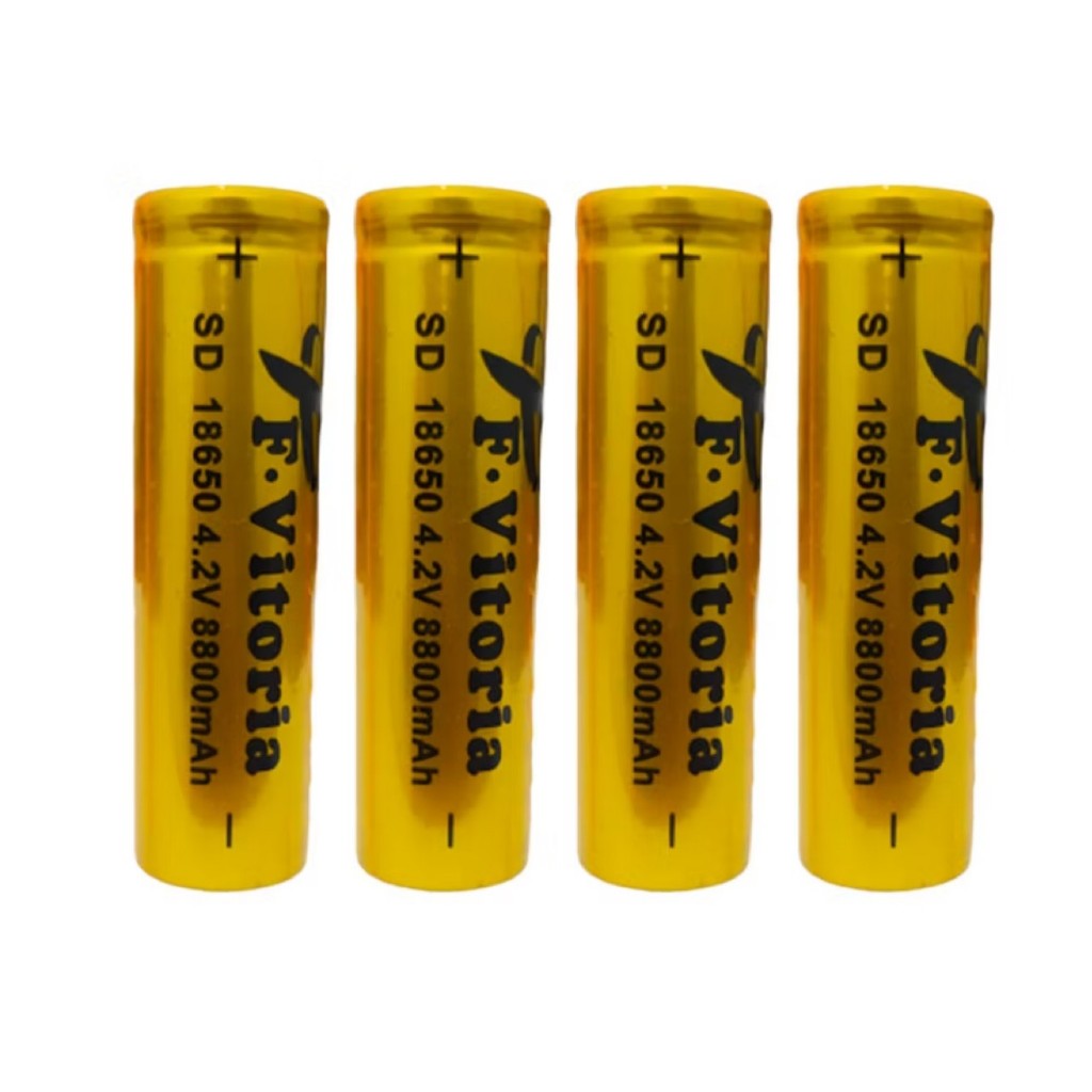 Kit 4 Baterias 18650 Recarregáveis a Pronta Entrega