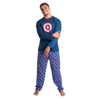 Pijama Heróis Desenho Capitão América Manga Comprida  Longo Pai Frio Poliéster Linha Noite Inverno 326 em Oferta na Shopee