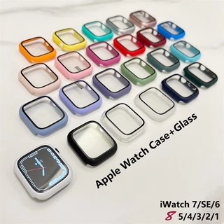 W.BILL Apple Watch Capa case Bumper C/ Vidro 3d Temperado compatível smartwatch mesmo tanmanha 38/40/41/42/44/45/49mm Acrílico com película 2 em 1