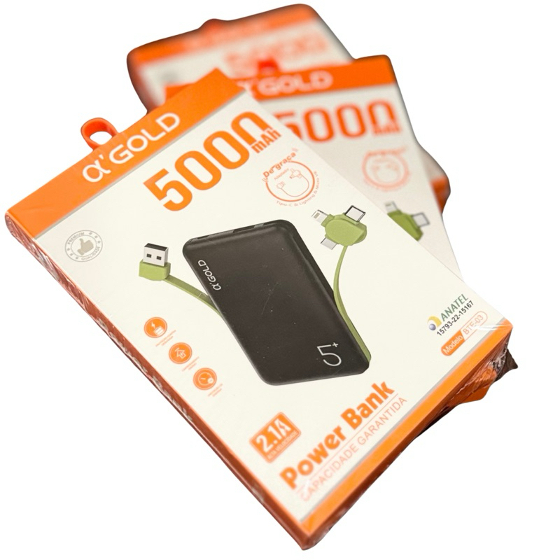 Carregador portatil 5000mah power bank ol’gold. | Shopee Brasil