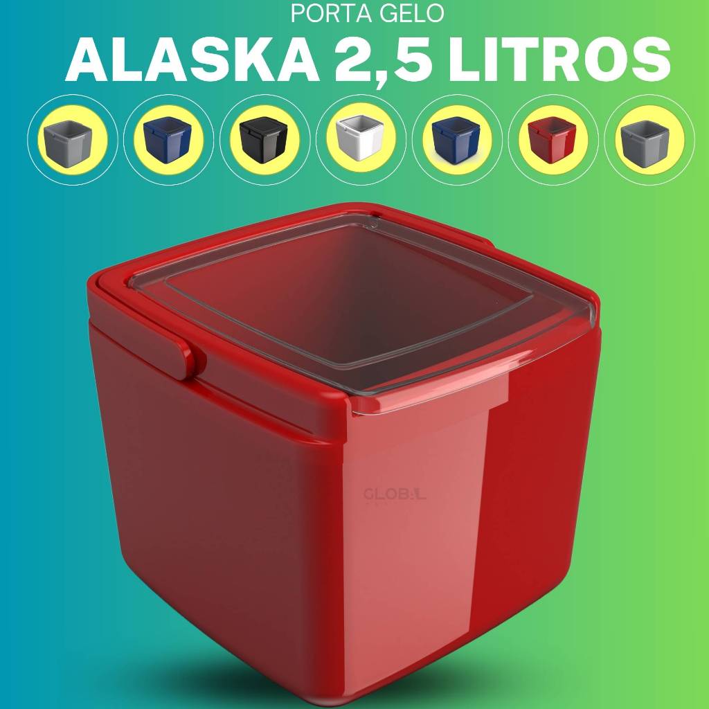 Porta gelo com tampa recipiente Alaska 2,5 Litros balde P/ unitermi Forma cozinha bares restaurantes