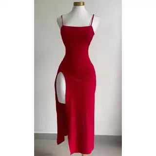 Vestido Longo com Fenda e Alça SUPLE PREMIUM FORRADO Modelar no Corpo (Cecilia)