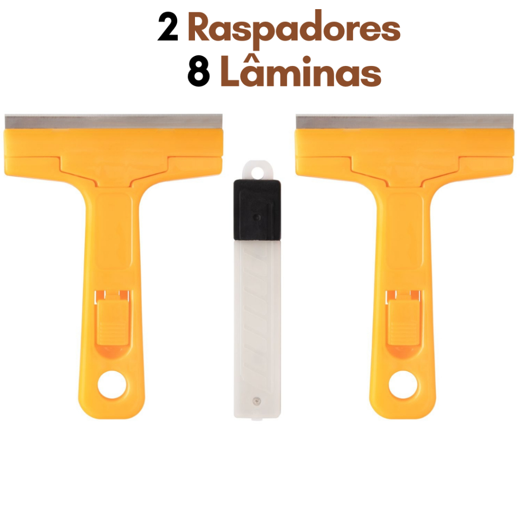Raspador de Tinta Vidro Piso Ceramica Azulejo Kit 2 Estilete Raspador com 8 Lâminas