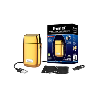 Kemei TX1 Barbeador Elétrico Recarregável Profissional Com Corpo Metálico Lâminas De Movimento Recíproco Bivolt