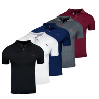 Kit 5 Camisas Masculina Gola Polo Piquet Confortável Gola Alta Ducam