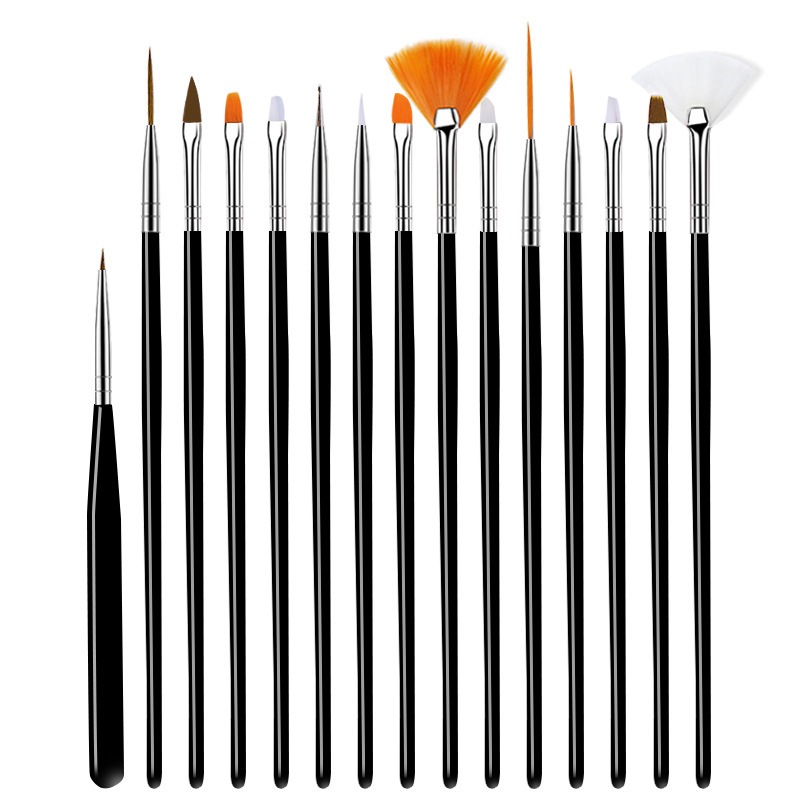 Kit 15 Pincéis Decoração Unhas Nail Art Pincel Profissional